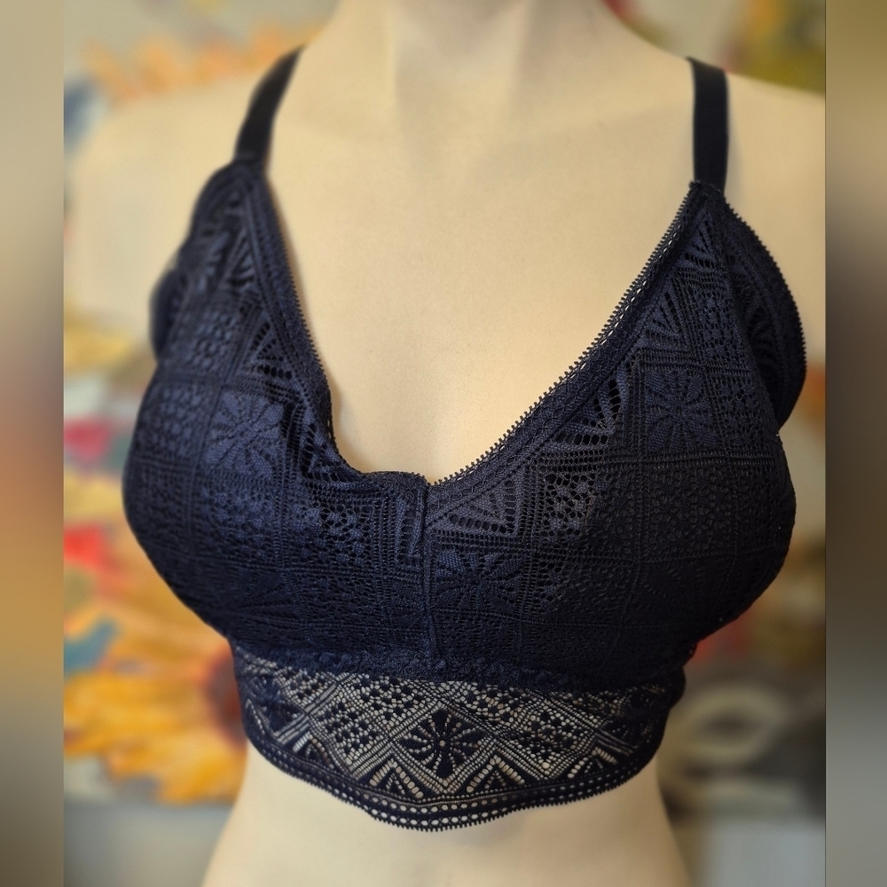 Nautica Navy Lace Bralette 1x